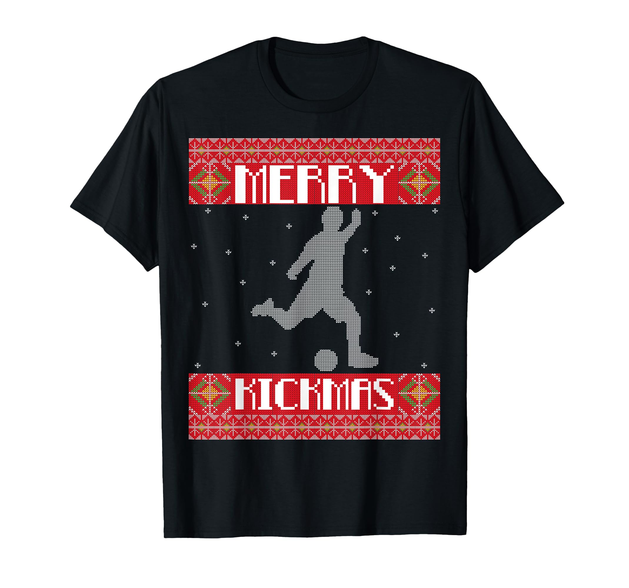 Merry Kickmas Football Player Soccer T-Shirt - Minimalist Print for Adults