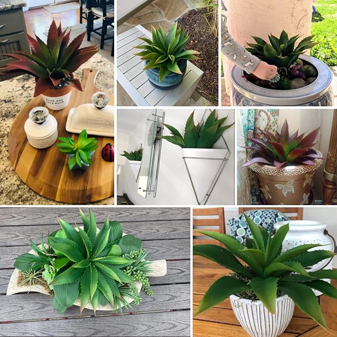 JUSTOYOU Large 12.5" Artificial Succulents Aloe Plants Real Touch Fake Flowers Unpotted for Home Wedding Festival Arrangement (1, Green)