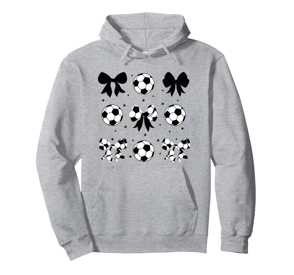 Coquette Soccer Bow Cheer Soccer Mama Hoodie - Novelty Apparel Unisex