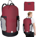 BALEINE 120L Laundry Bag Backpack, 900D Oxford Fabric Large Travel Laundry Bags with Shoulder Straps and 2 Mesh Pockets for College Dorm, Apartment, Laundromat (Red, 120L)