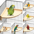 Wettarn 6 Pcs Bird Perch Platform Bird Corner Parrot Perch Corner Wooden Stand Sector Playground Cage Accessories Shelf for Parakeet Conure Cockatiel Budgie Gerbil Rat(7.1 x 7.1 Inch)