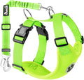 Lukovee Dog Seat Belt for Car, Adjustable Dog Car Harness for Large Medium Small Dogs, Soft Padded & Breathable Mesh Dog Seatbelt with Car Strap and Carabiner(Lime Green Double Clip,Medium)