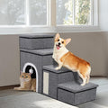 Dog Stairs for Bed and Couch 23“H, Foldable Dog Stairs for Small Older Dogs, 4 in 1 Adjustable Pet Cat Steps Ramps with Storage, Condo, Cat Scratcher, Hold Up to 180LBS, 4 Steps