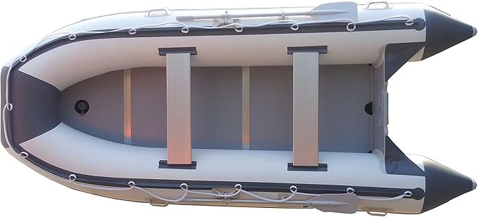 Newport 12ft 6in Catalina Inflatable Dinghy Boat Transom Sport Tender - 6 Person - 20 Horsepower USCG Rated, White/Gray