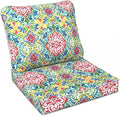 LVTXIII Outdoor Deep Seat Cushion Patio Seat and Back Cushion Set Seasonal Chair Cushion for Dining Arm Chairs, Wicker Chairs and Garden Furniture Decoration, 24"x24"x4", Damask Red