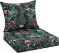 Favoyard Outdoor Seat Cushion 22 x 22 x 3 in Waterproof Pattern Fade Resistant Cover Removable Patio Furniture Cushions Deep Seat & Back Cushion Set with Adjustable Straps for Patio Chair Sofa Couch