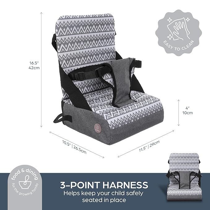 Dreambaby Grab ‘N Go Travel Booster Seat – Portable Toddler High Chair for Dining (6M-5Y) with Storage & Shoulder Strap