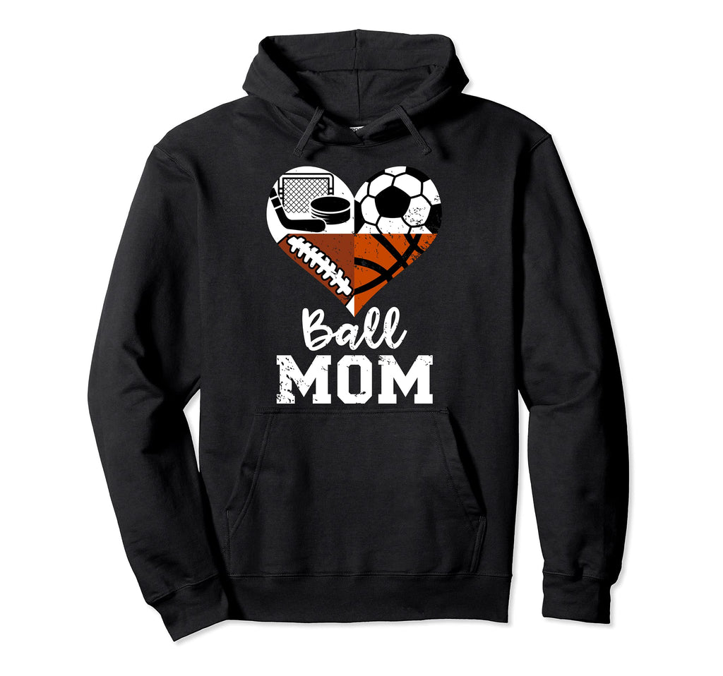 Ball Mom Funny Soccer Football Hoodie - Novelty Apparel for Adults