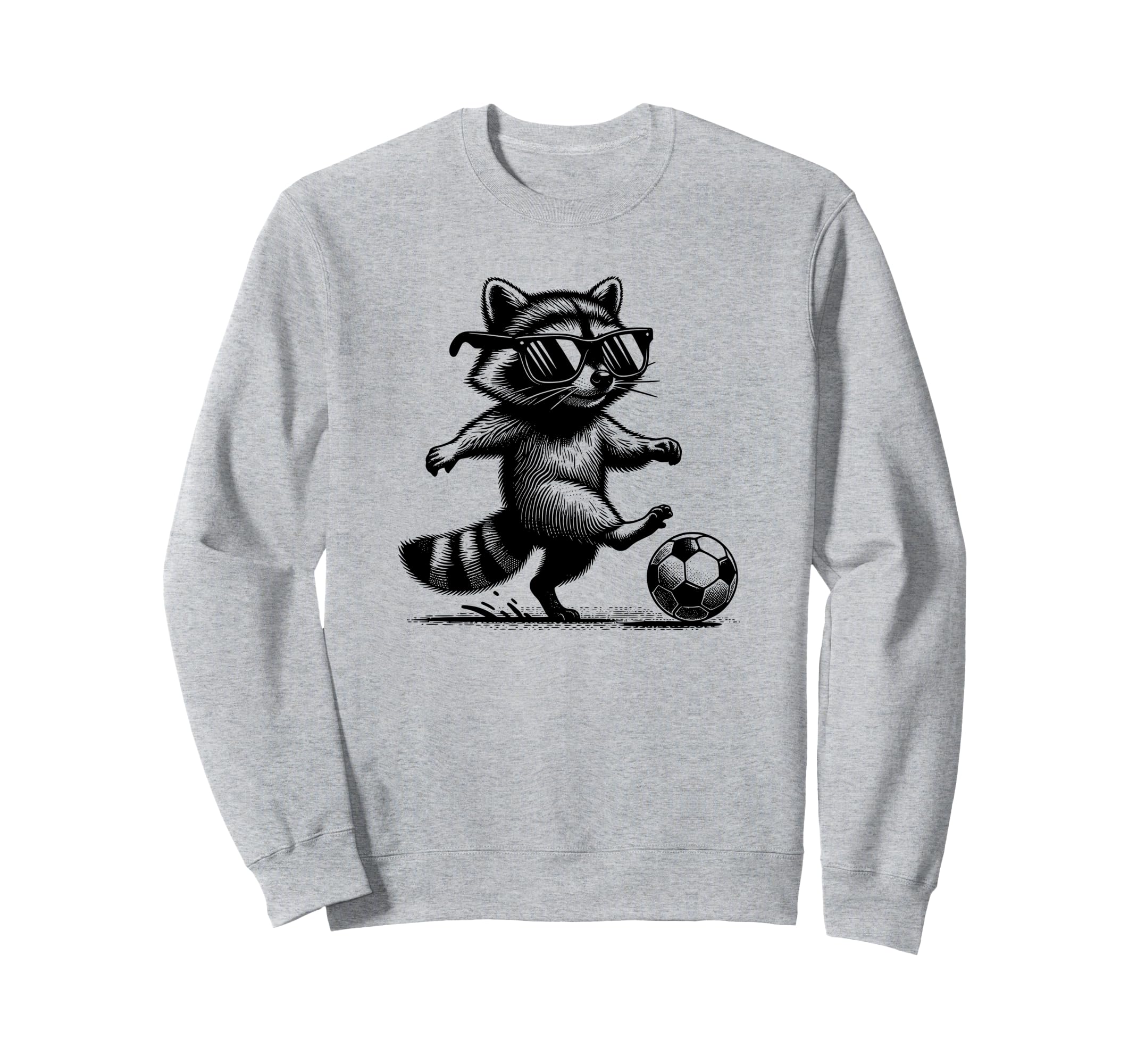 Raccoon Playing Soccer Funny Sports Sweatshirt - Novelty Apparel Men Women
