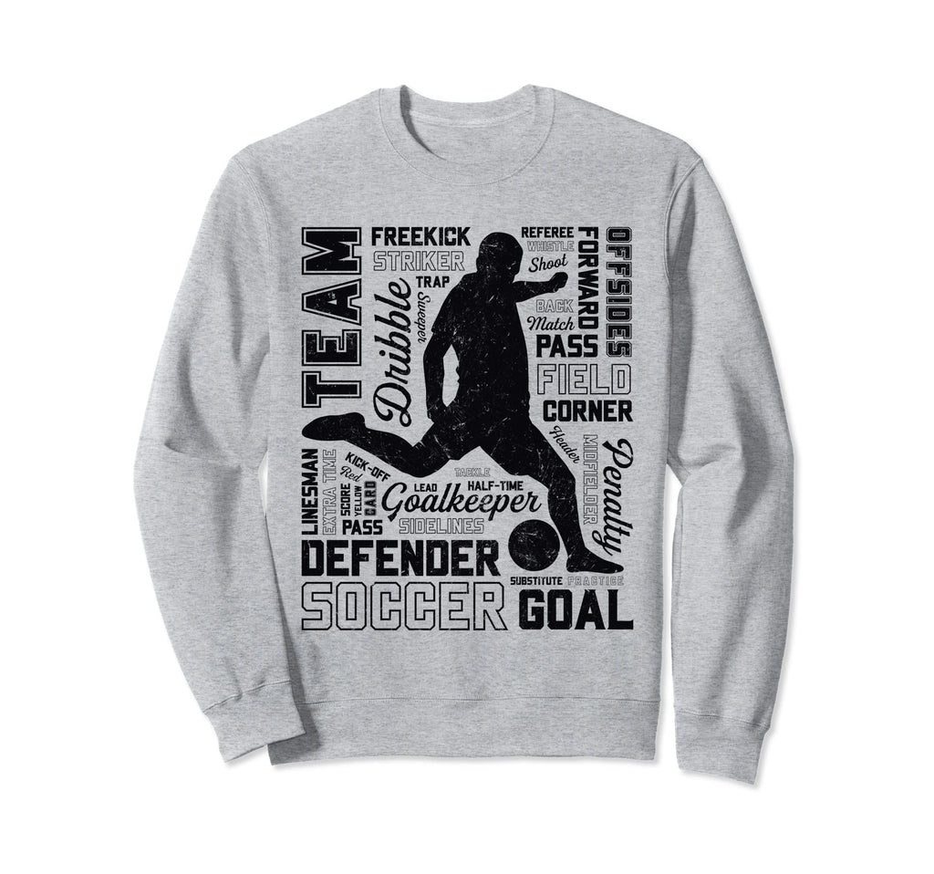 Soccer Typography Word Art Funny Sweatshirt - Minimalist Print for Adults