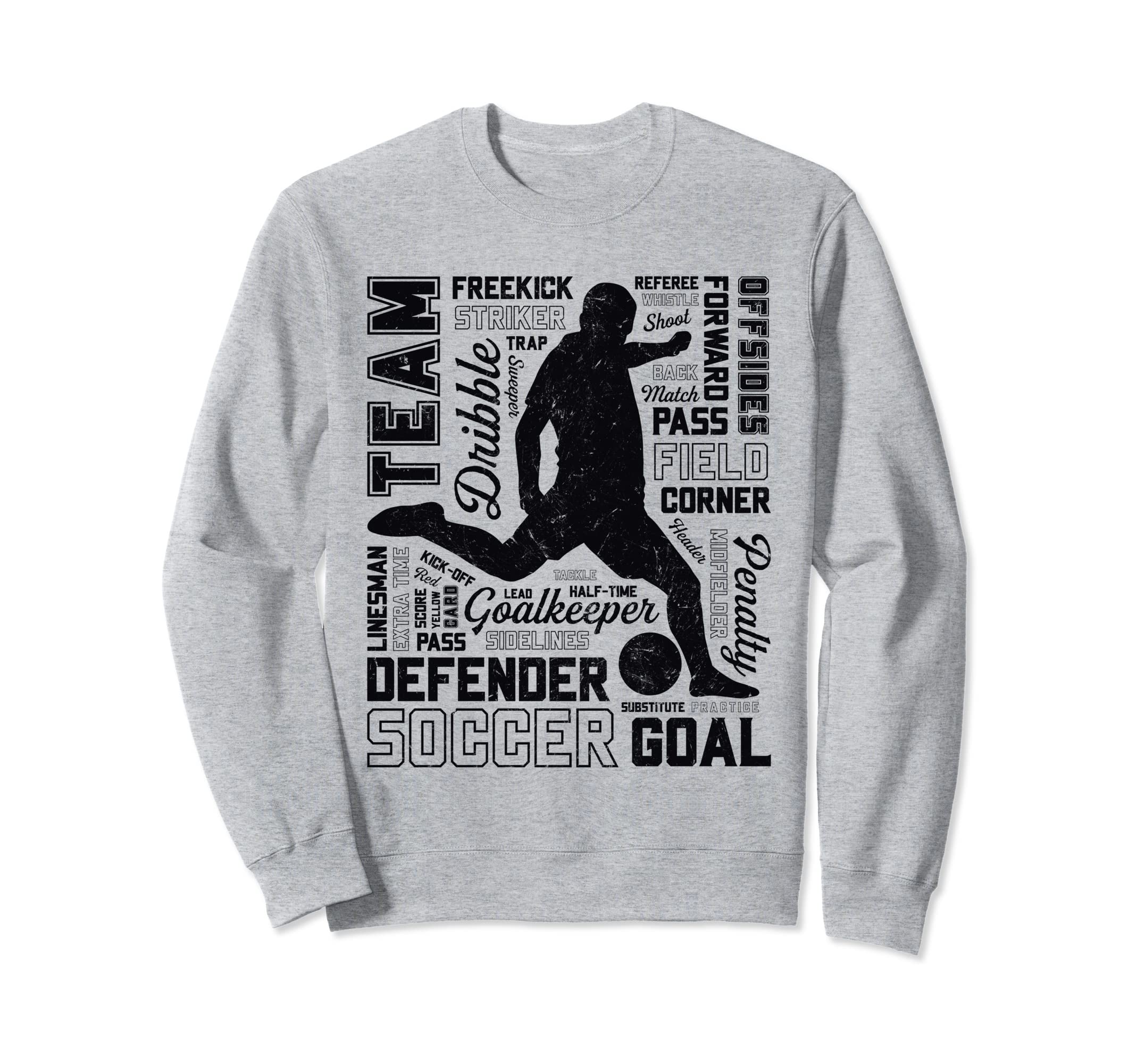 Soccer Typography Word Art Funny Sweatshirt - Minimalist Print for Adults