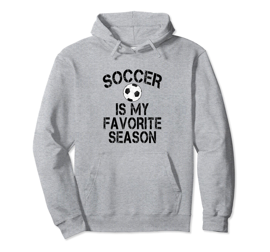Soccer Is My Favorite Season Black Hoodie - Minimalist Print for Adults