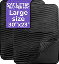 iPrimio Large Cat Litter Trapper Mat with Exclusive Urine/Waterproof Layer - Cat Litter Mat - Larger Holes with Urine Puppy Pad Option for Messy Cats - Soft on Paws and Light - 30" x 23" (Black) - 2pk