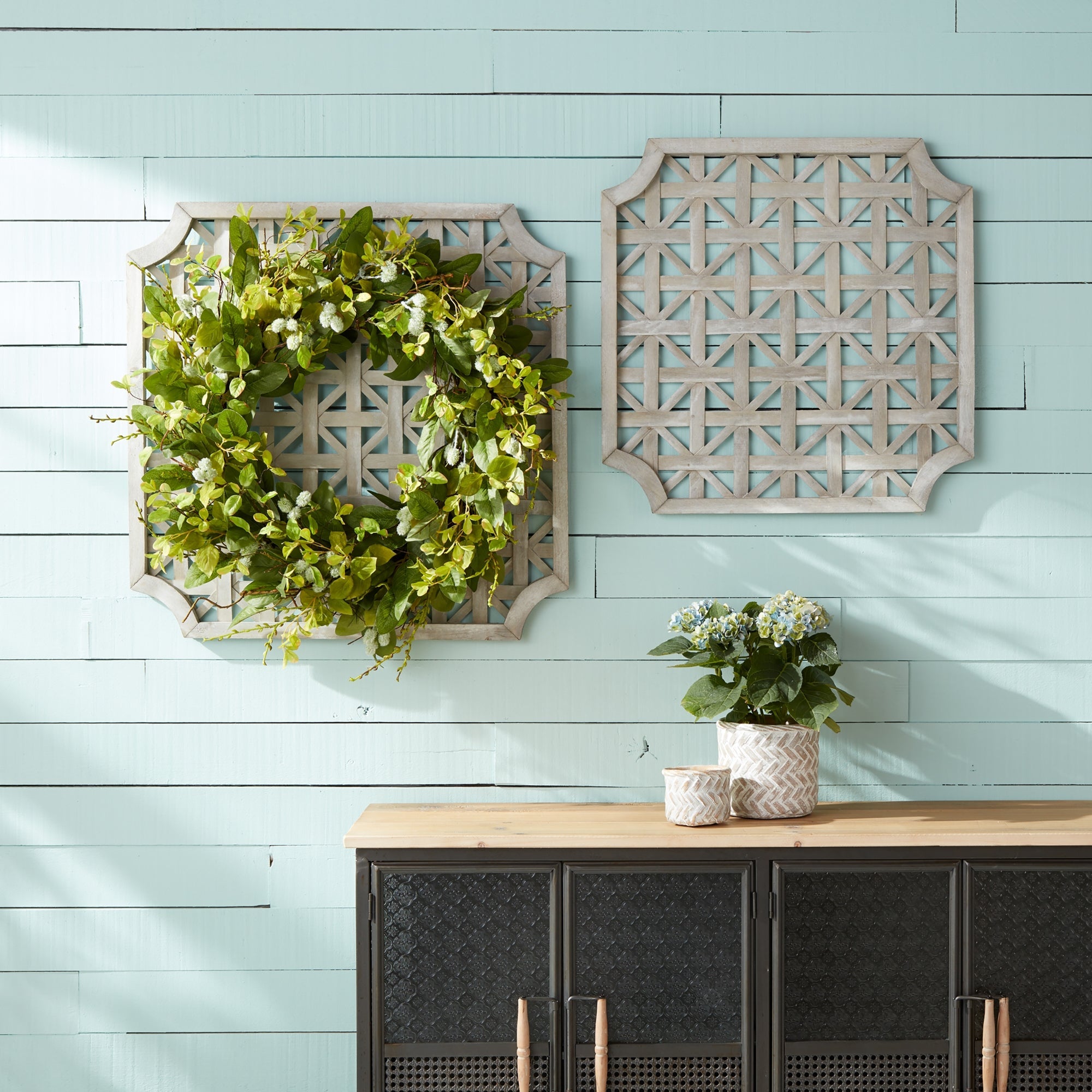 Woven Wood Square Wall Hanging (Set of 2)