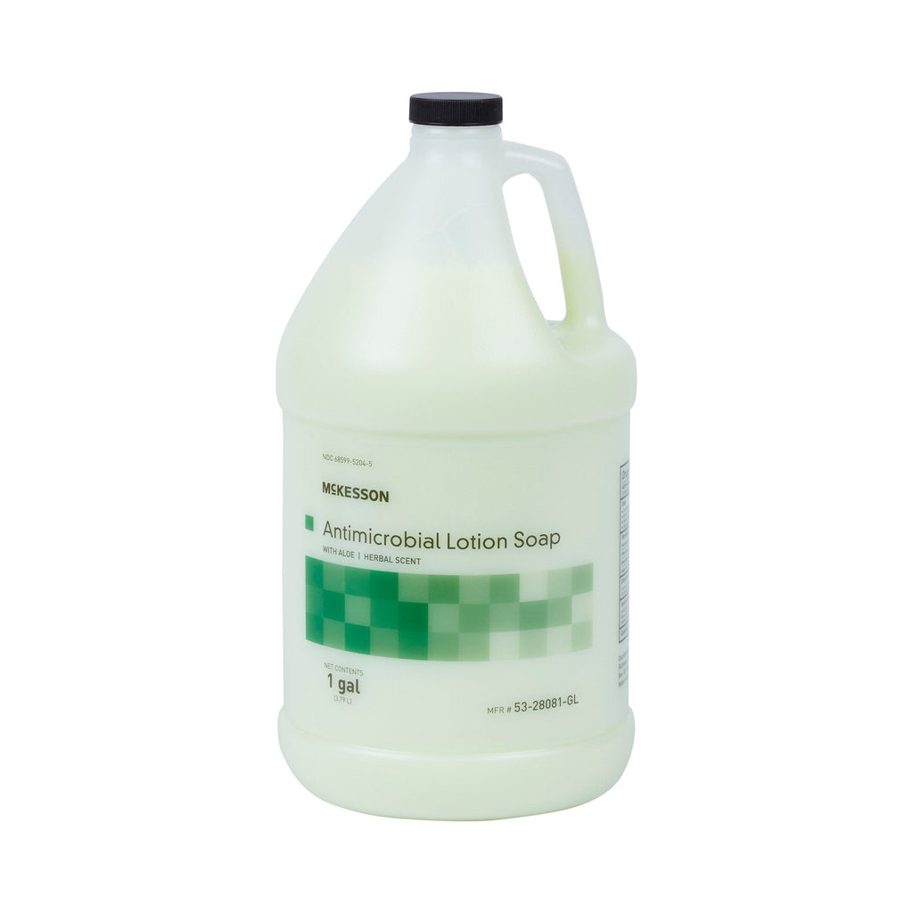 McKesson Antimicrobial Lotion Soap, Herbal Scent, 1-gallon jug 53-28081-GL
