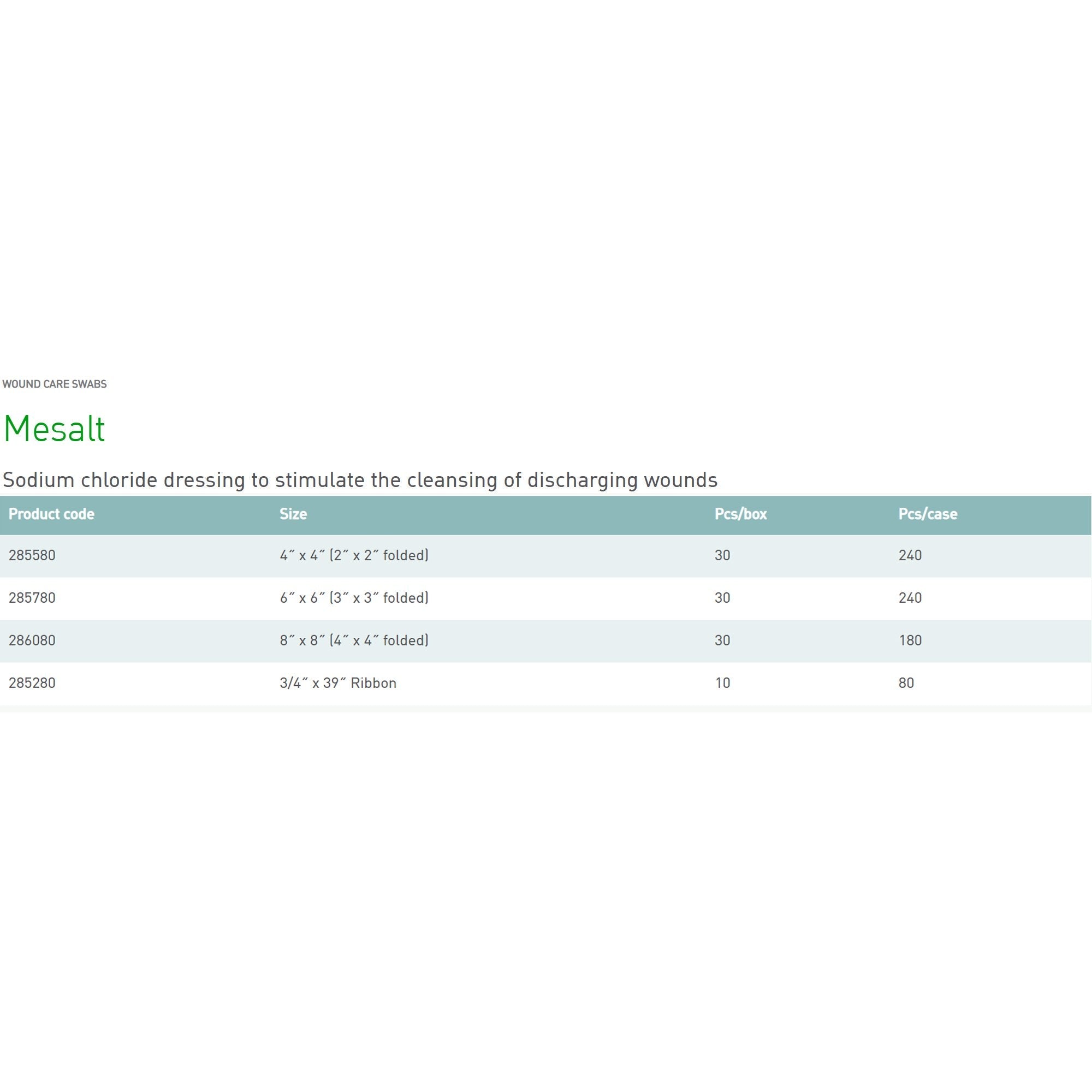Mesalt® Sodium Chloride Impregnated Dressing, 8 x 8 Inch 286080