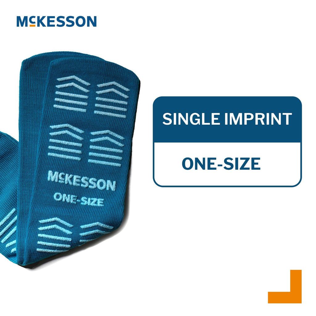 Slipper Socks McKesson Unisex Adult One Size Fits Most Single Tread Single Patient Use Teal 16-OS-1069