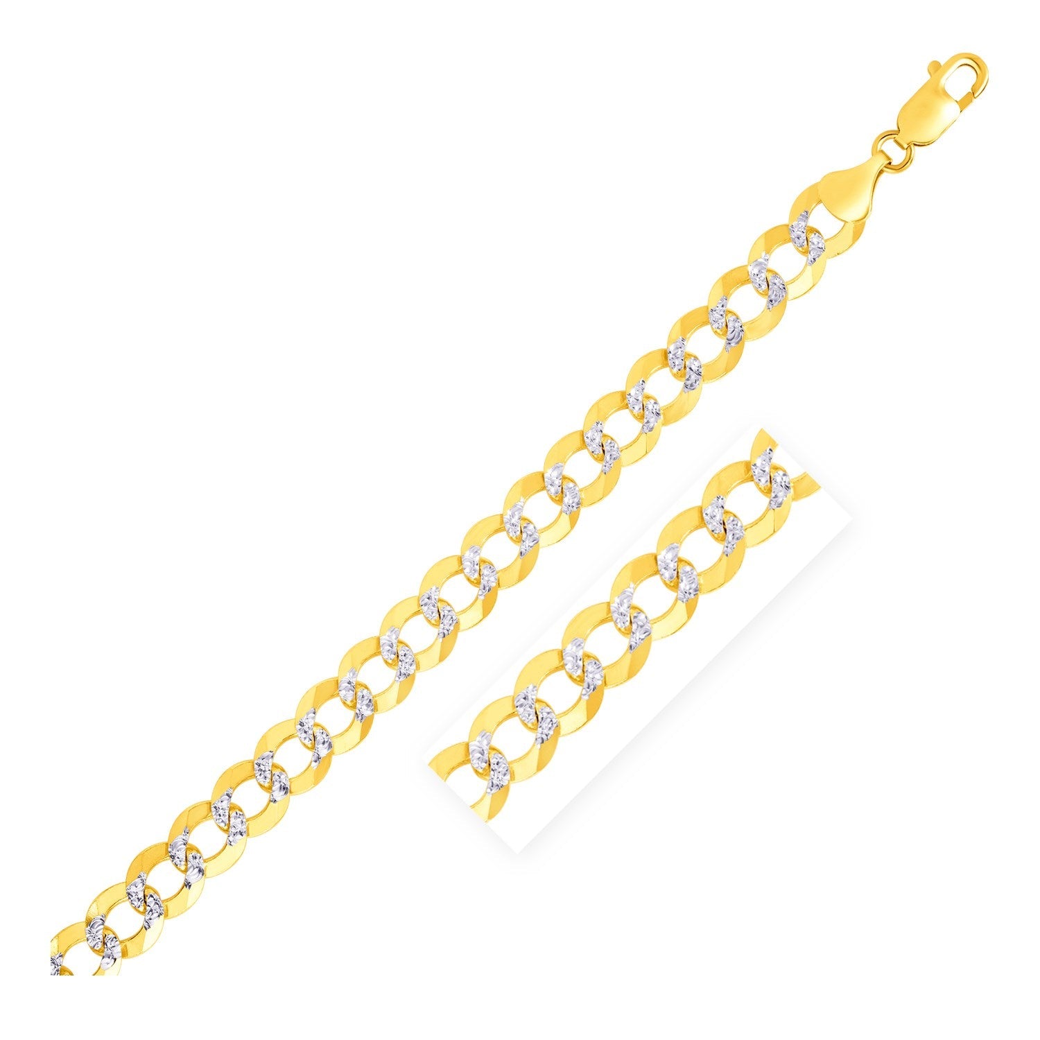 8.2mm 14k Two Tone Gold Pave Curb Bracelet - PhishStones Products