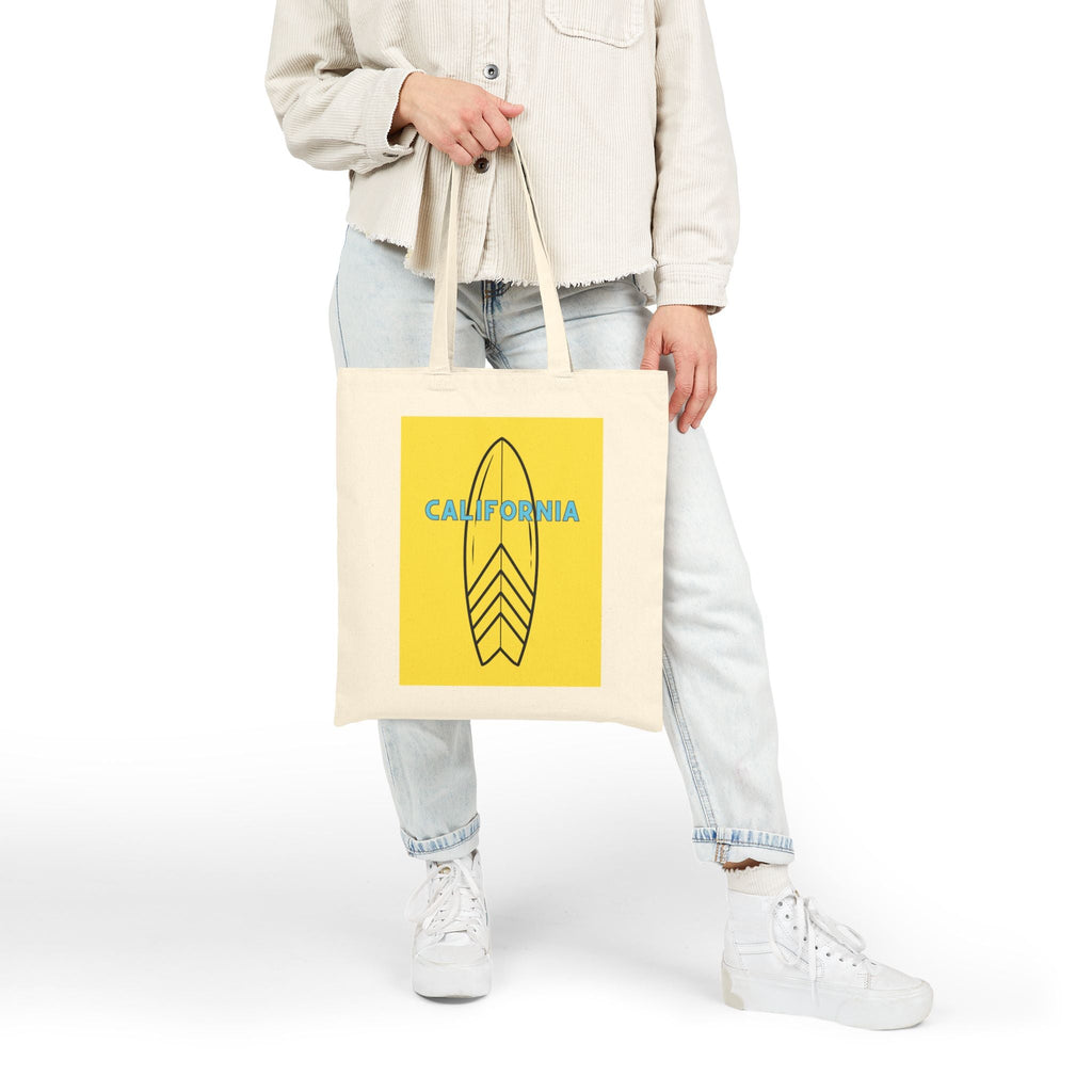 California Surf Cotton Canvas Tote Bag, YELLOW