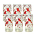 Frosted Glass Votive Holder with Beaded Cardinal Bird Design (Set of 6)