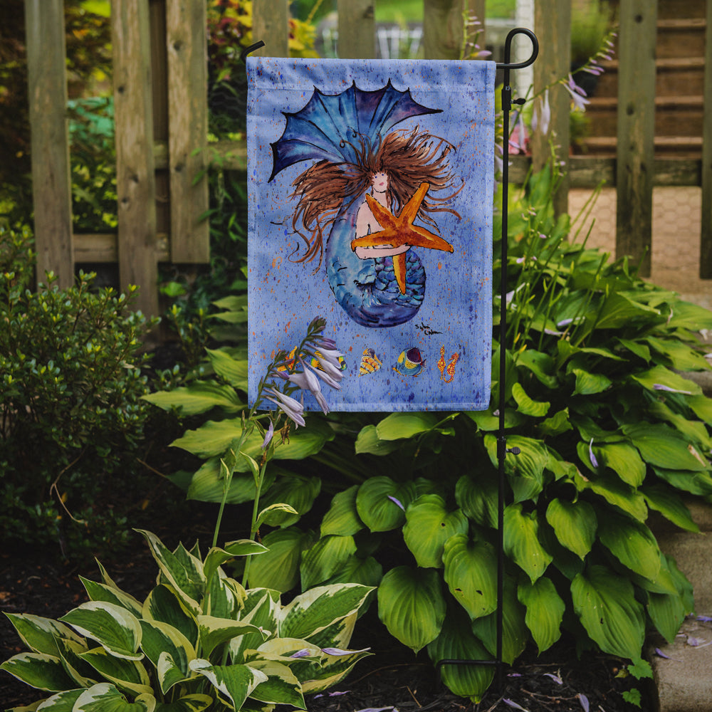 Brown Headed Mermaid on Blue Garden Flag Mailbox Decorative Yard Banner Outside Patio Artwork for Flower Beds, Garden Size, Multicolor