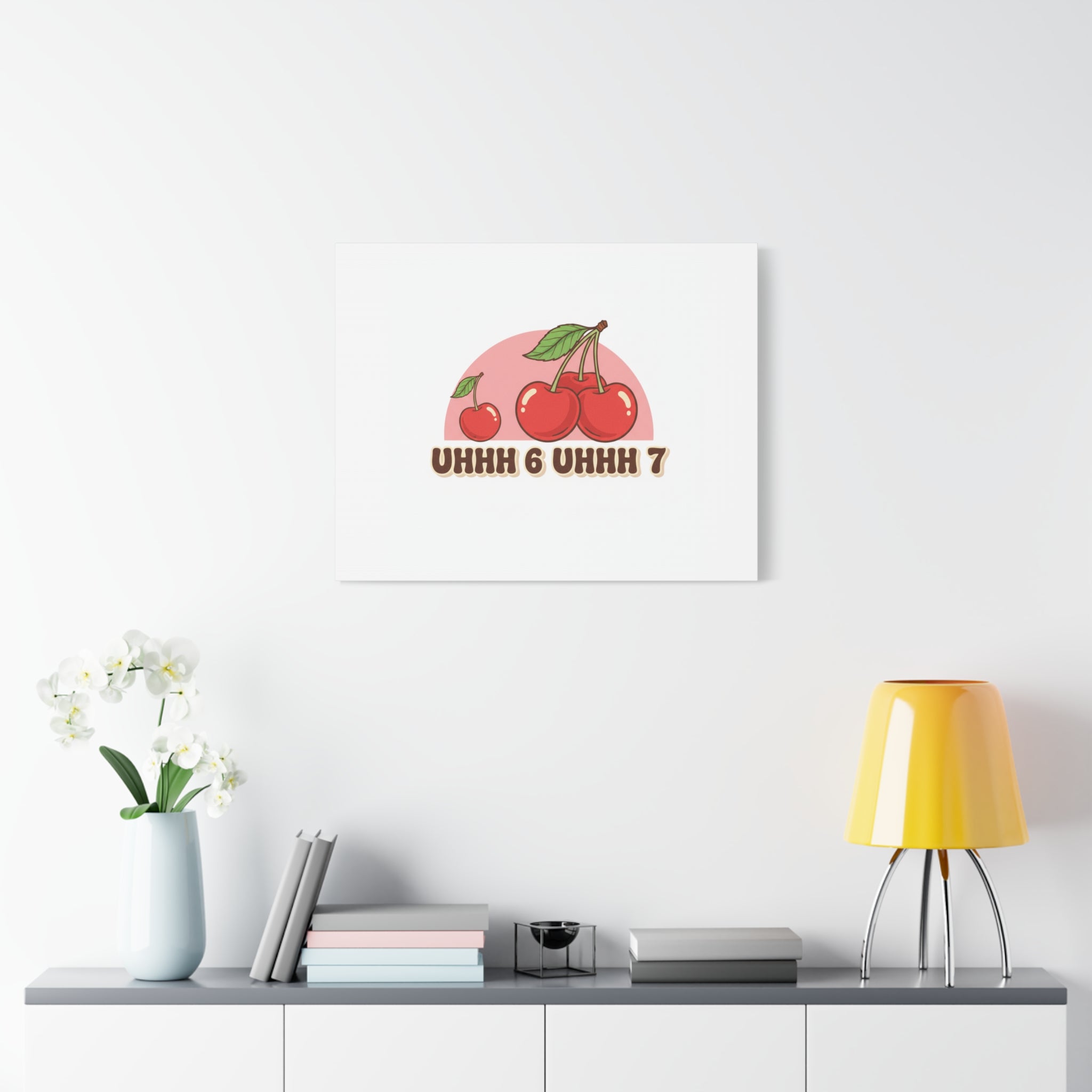 Six Severn Cherry Retro Graphic Canvas | kawaii fruit print, vintage cherry design