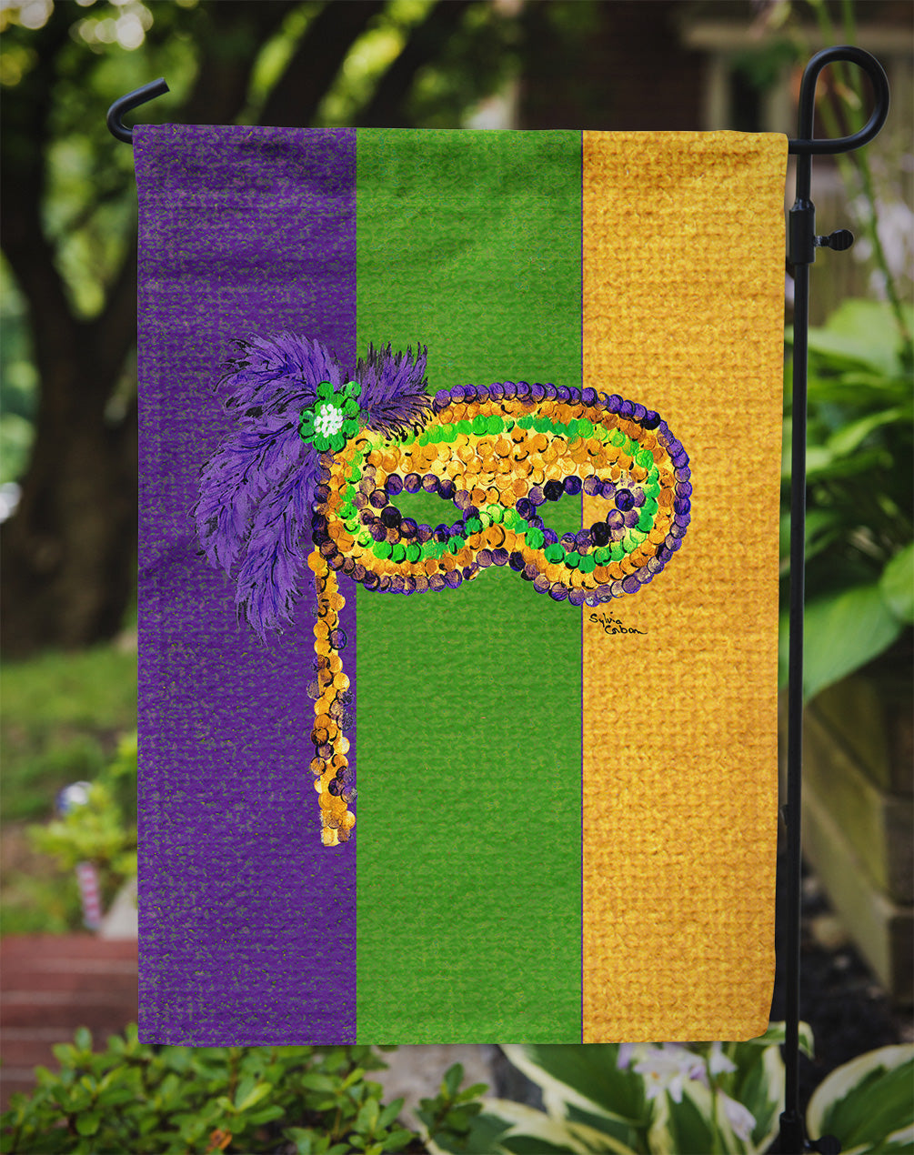 Mardi Gras Mask Garden Flag Mailbox Decorative Yard Banner Outside Patio Artwork for Flower Beds, Garden Size, Multicolor
