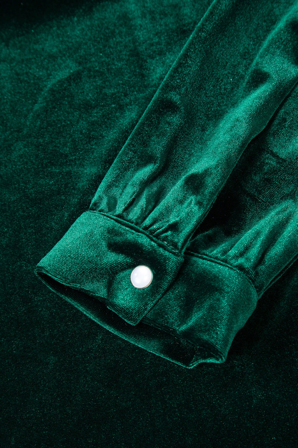 Evergreen Asymmetric Button Keyhole Neck Long Sleeve Velvet Blouse
