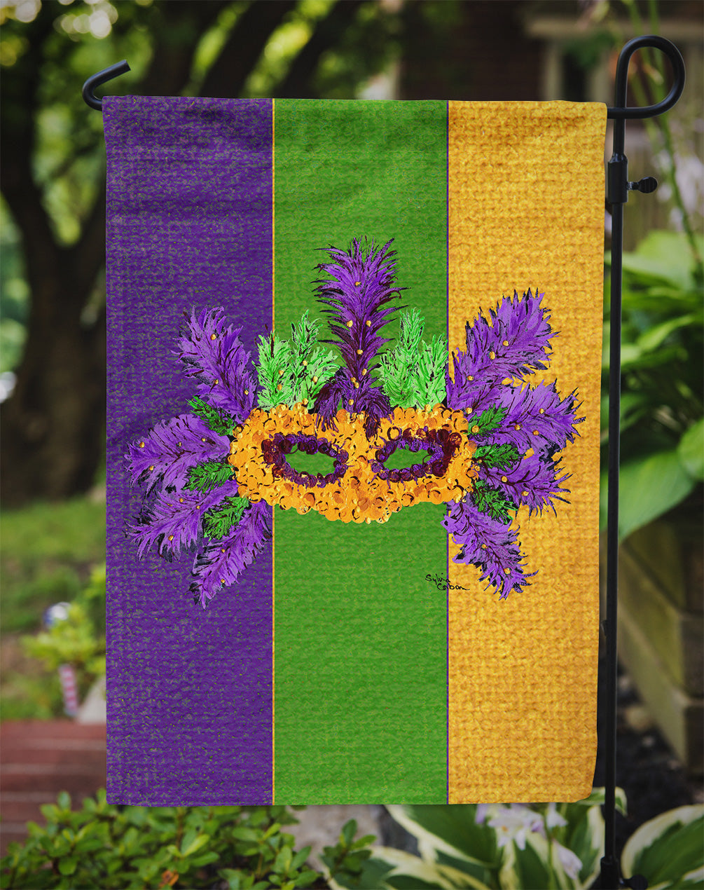 Mardi Gras with Feathers Garden Flag Mailbox Decorative Yard Banner Outside Patio Artwork for Flower Beds, Garden Size, Multicolor
