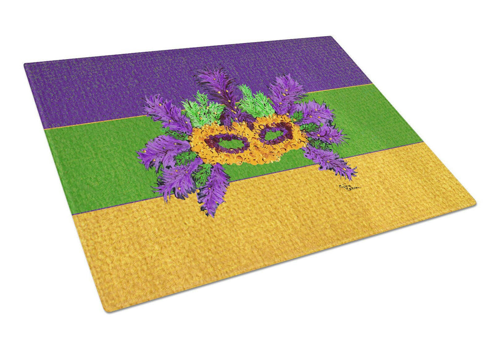 Mardi Gras Cutting Board Tempered Glass Kitchen Cutting Surface, Heat Resistant Chopping, Non-Slip Feet, Food Prep & Serving