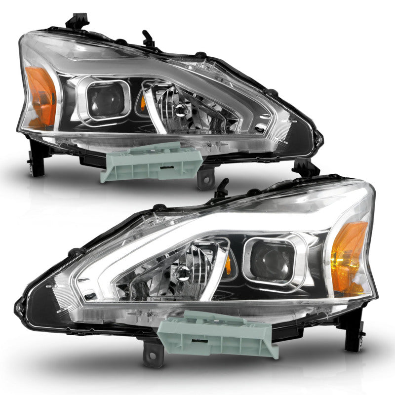 ANZO 13-15 Nissan Altima (w/o Factory HID Bulbs) Projector Headlights - w/ Light Bar Chrome Housing 121570