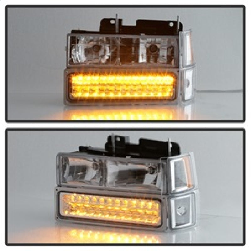 SPYDER Xtune 92-94 Blazer Full Size Corner/LED Bumper Headlights Chrome HD-JH-CCK88-LED-AM-C-SET 5069559