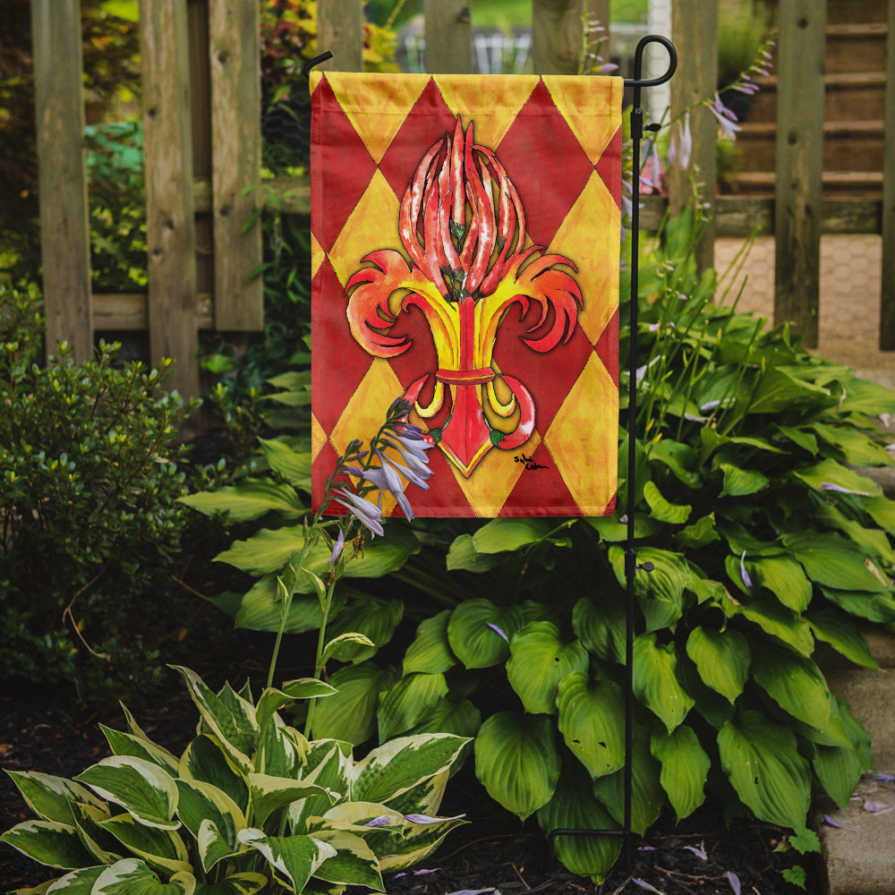 Hot Peppers Fleur de Lis Garden Flag Mailbox Decorative Yard Banner Outside Patio Artwork for Flower Beds, Garden Size, Multicolor