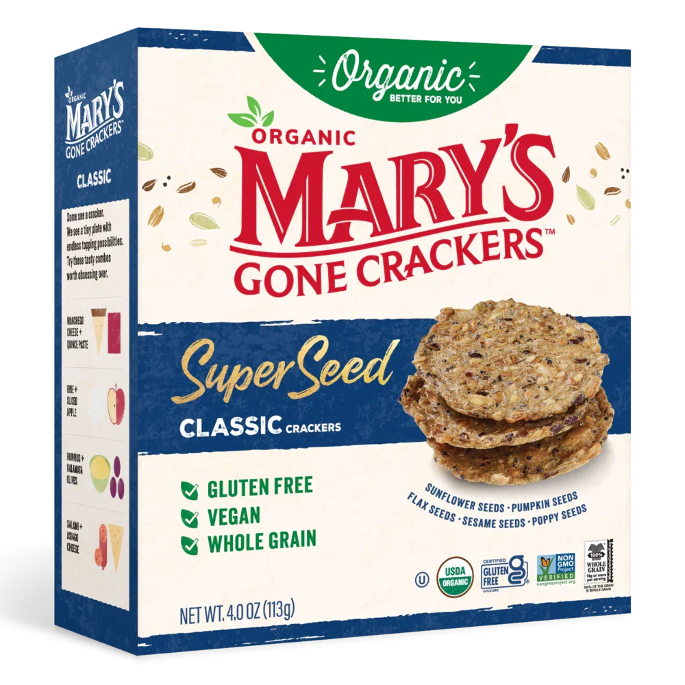 Mary's Gone Crackers Classic Seed Crackers - Case of 6 Boxes (4 oz Each) Organic Gluten-Free