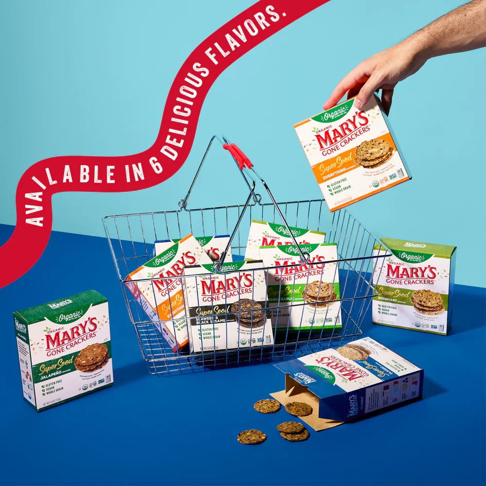 Mary's Gone Crackers Classic Seed Crackers - Case of 6 Boxes (4 oz Each) Organic Gluten-Free
