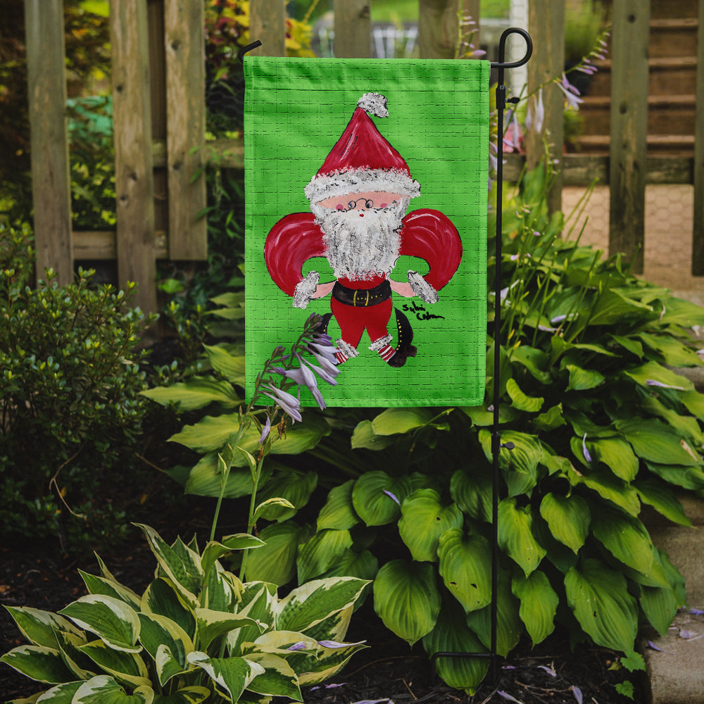 Christmas Fleur de lis Santa Claus Garden Flag Mailbox Decorative Yard Banner Outside Patio Artwork for Flower Beds, Garden Size, Multicolor
