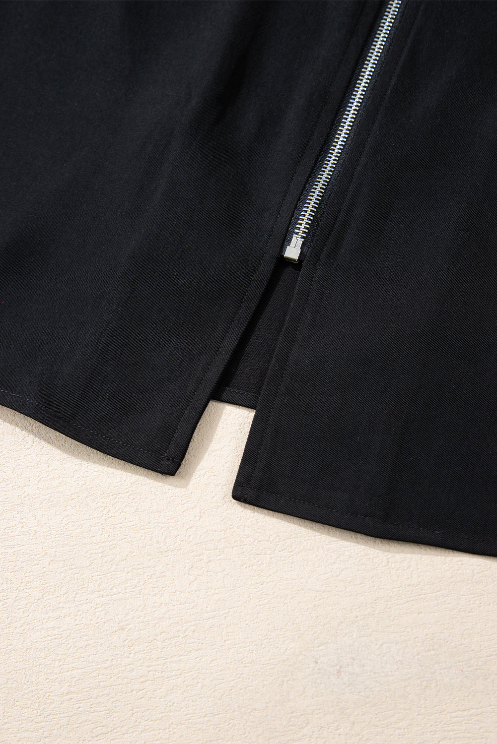 Dusk Blue Collar Tab Sleeve Zip Up Flap Detail Jacket