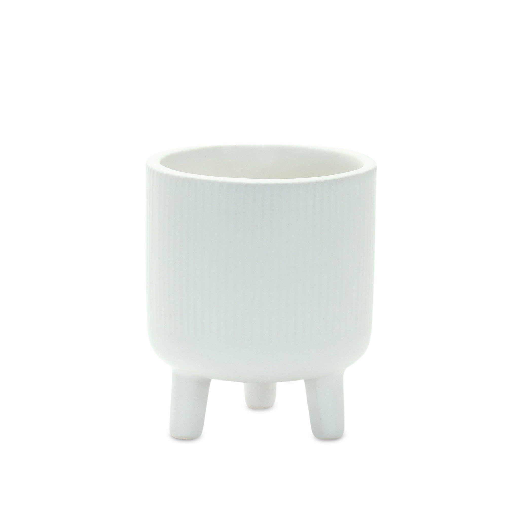 Ribbed Stone Footed Planter (Set of 2)