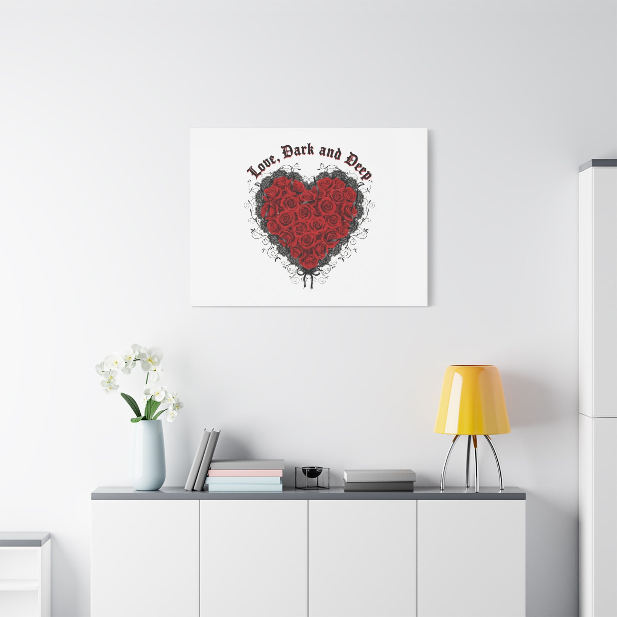 Love Dark and Deep Heart Canvas, Nu Romantic Gothic Romance, 80s Nostalgia