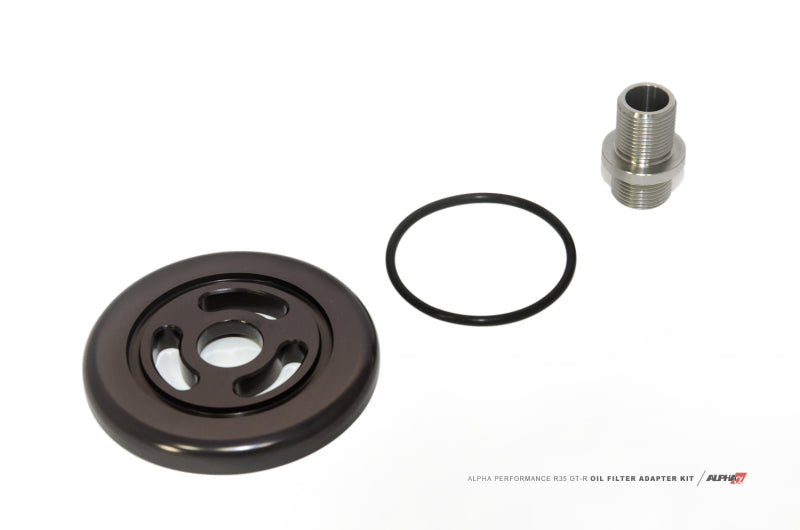 AMS Performance 09+ Nissan GT-R R35 Alpha Billet Oil Filter Adapter w/Street Filter for Cooling Kit ALP.07.04.0028-3