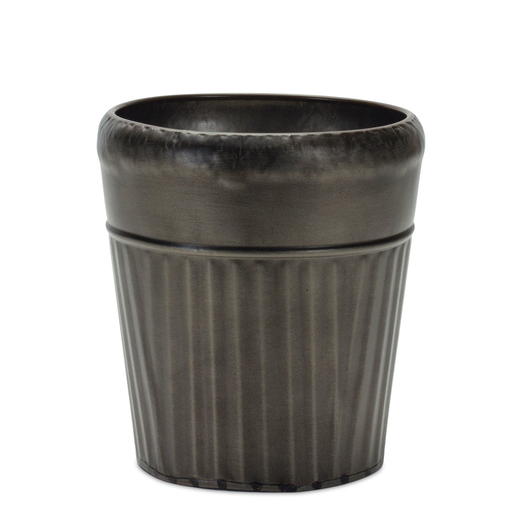 Pewter Metal Planter with Tapered Design (Set of 3)