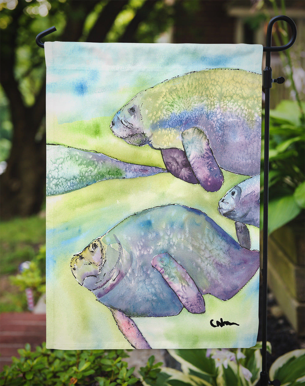 Manatee Garden Flag Mailbox Decorative Yard Banner Outside Patio Artwork for Flower Beds, Garden Size, Multicolor