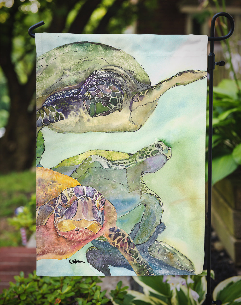 Turtle Loggerhead Garden Flag Mailbox Decorative Yard Banner Outside Patio Artwork for Flower Beds, Garden Size, Multicolor