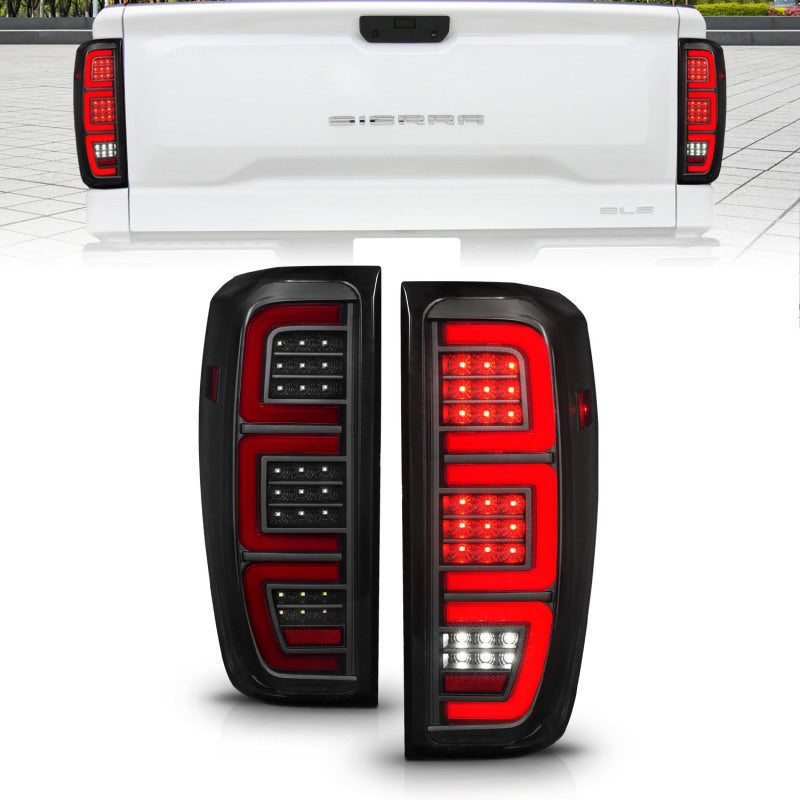 ANZO 19-23 GMC Sierra 1500/2500HD/3500HD Smoke Black Replacement Full LED Bar Tail Light 311458