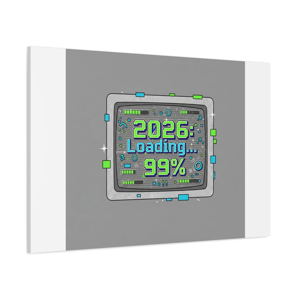 2026 Loading 99% Canvas | NYE countdown, retro system interface
