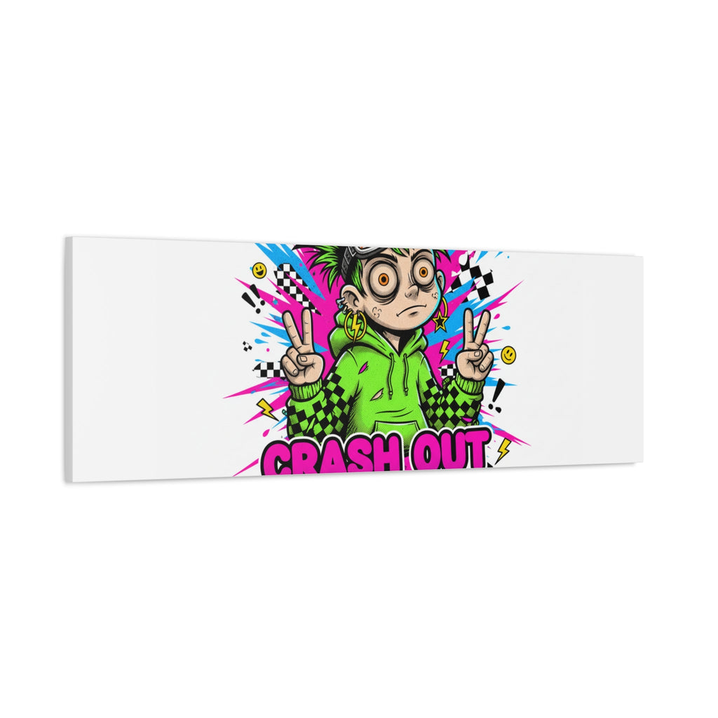 Crash Out With a Smile Canvas Print | Neon Skate Graffiti, Meme Meltdown Art