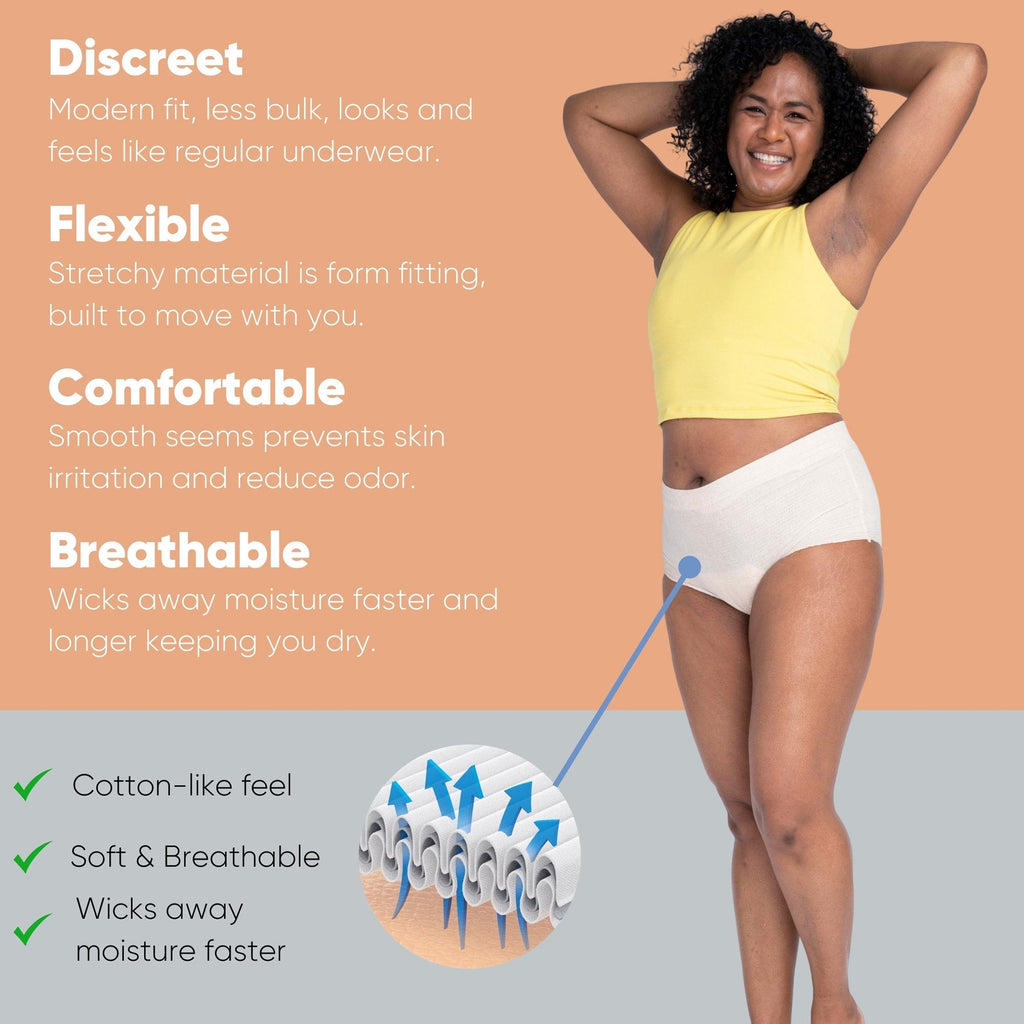Nexwear Women's Pull-On Absorbent Underwear, Small/Medium, Tan 60