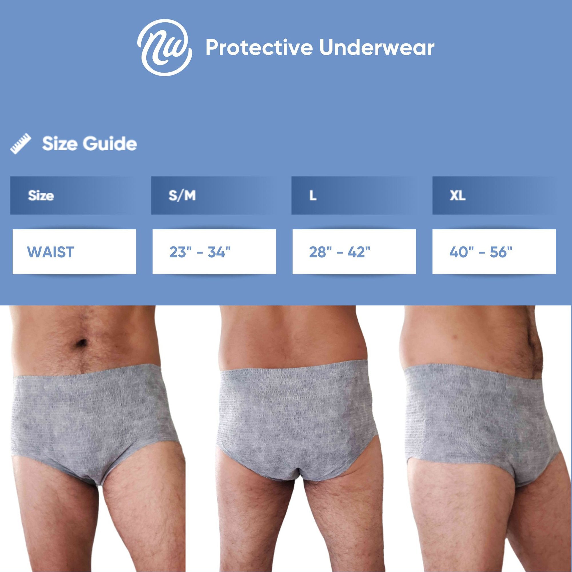 Nexwear Men's Pull-On Absorbent Underwear, Extra Large, Gray 205