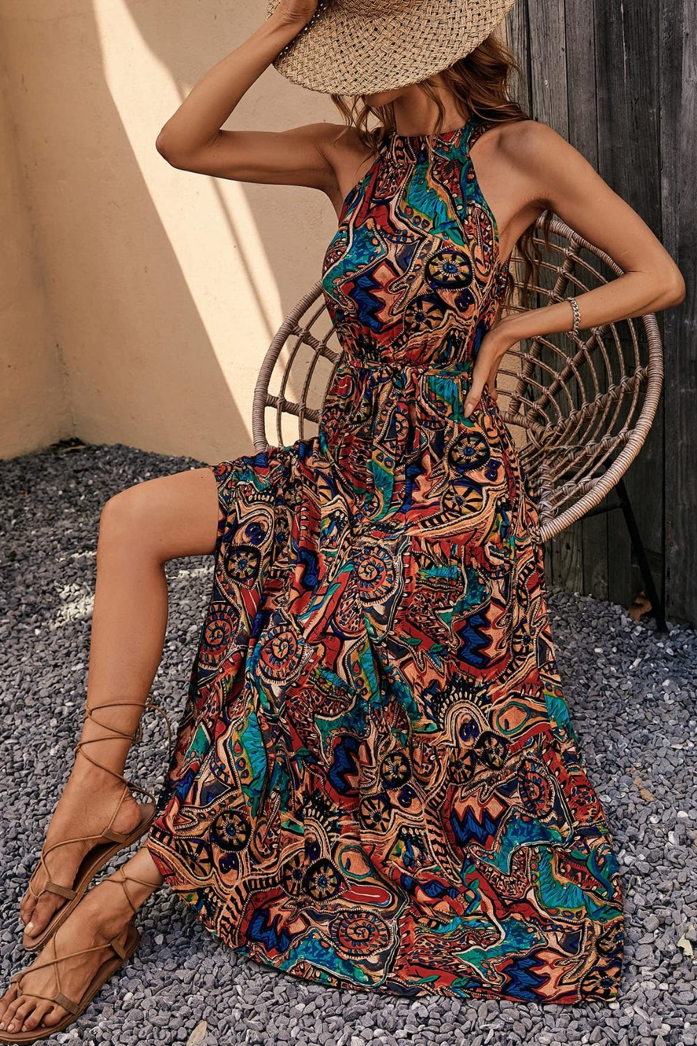 Elegant Floral Sleeveless Dress Lightweight & Feminine Summer Essential Beautiful Print Dress