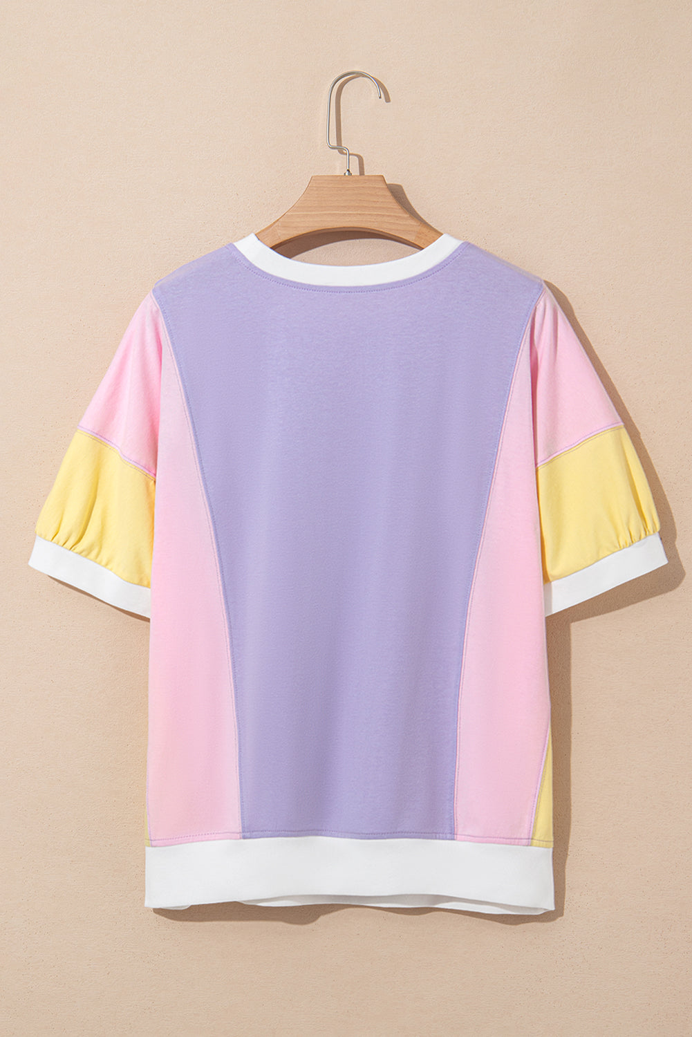 Unique Oils Purple Color Block Patchwork Oversized Half Sleeve T-Shirt